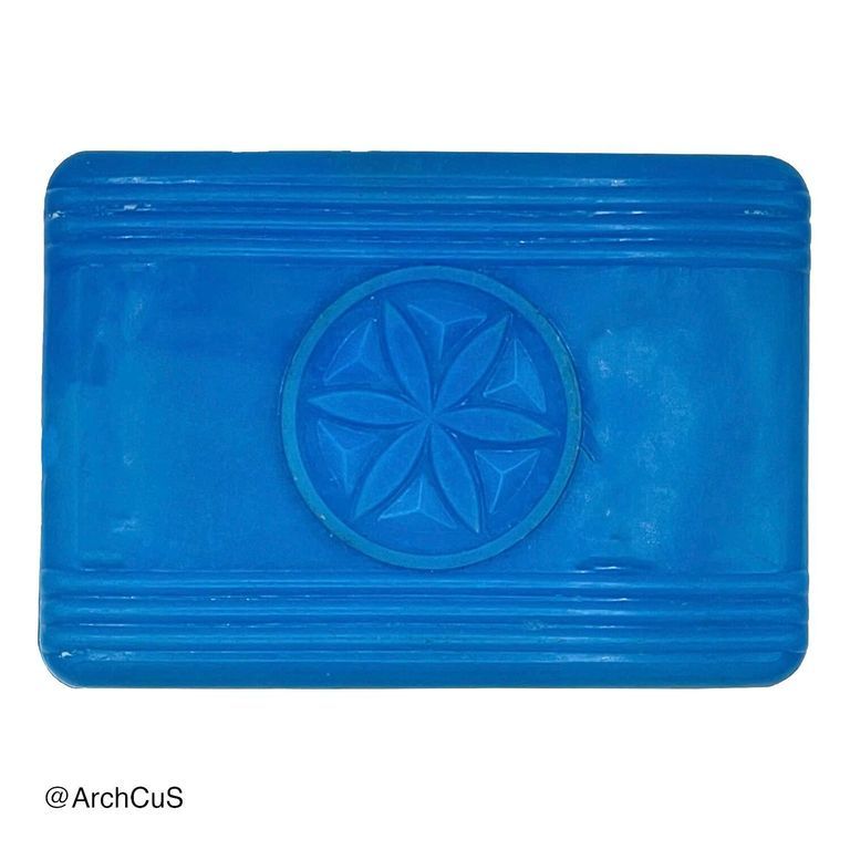 Molded-Plastic Lidded Soap Box (Jabonera) with Rosette Motif – Blue