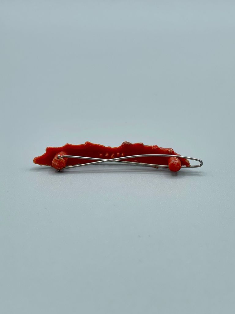 Hair barrette in foliate (leaf/wheat) design, red - Image 2