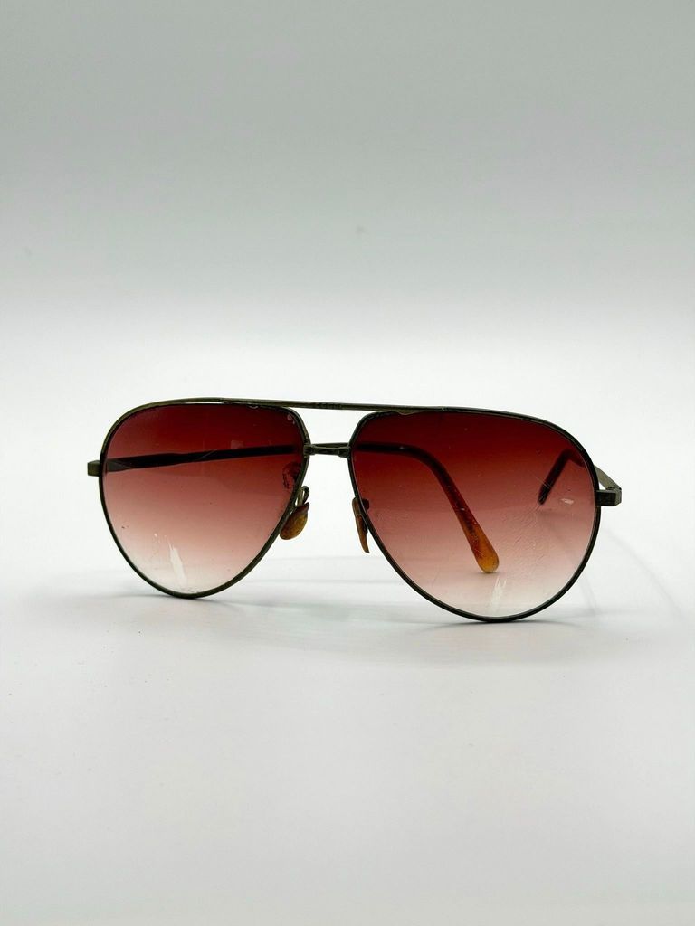 Aviator sunglasses, metal frame — Hong Kong manufacture, Cyrillic (Soviet-market) branding