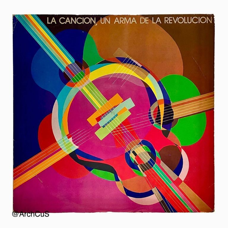 LP record "La canción, un arma de la revolución" — Movimiento de la Nueva Trova (Areíto/EGREM 12″ 33⅓ rpm LP, LDA-3464)