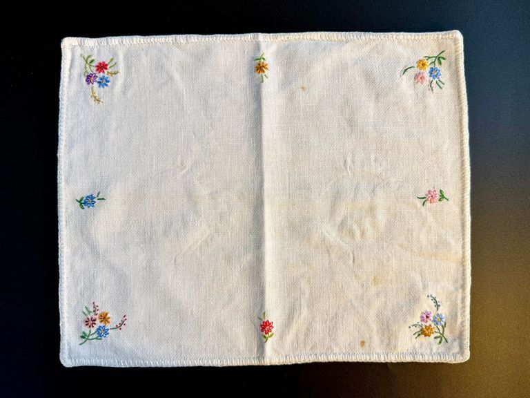 Embroidered Fabric with Polychrome Floral Sprays