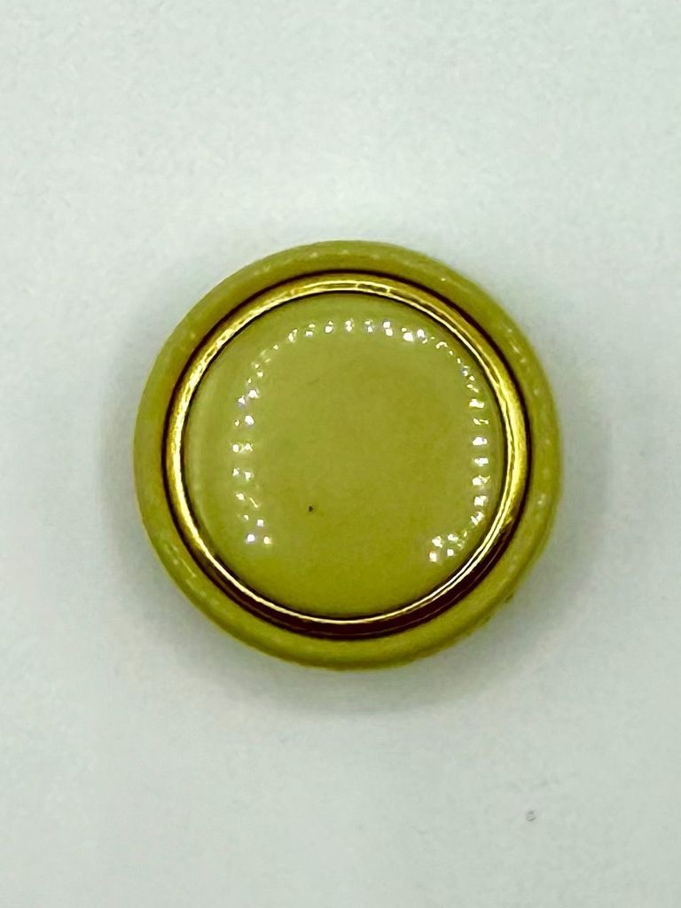 Set of Six Round Shank Buttons — Green with Gold-Tone Rim - Image 2