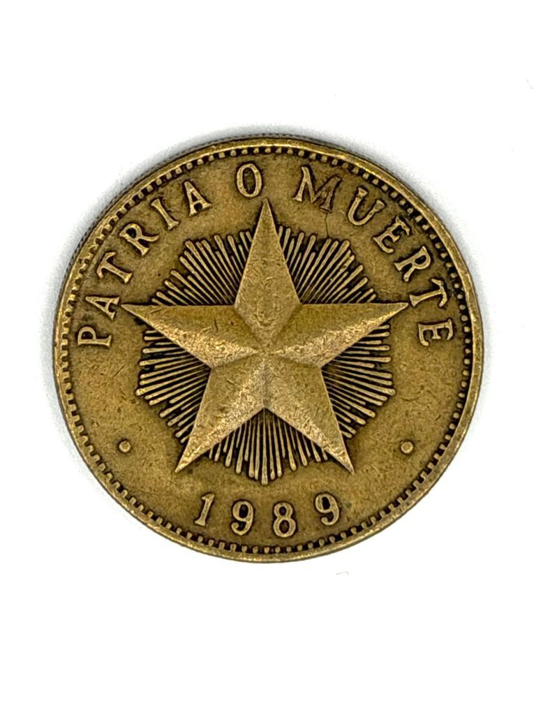 Coin, 1 Peso, República de Cuba, 1989 ("Patria o Muerte" star type)