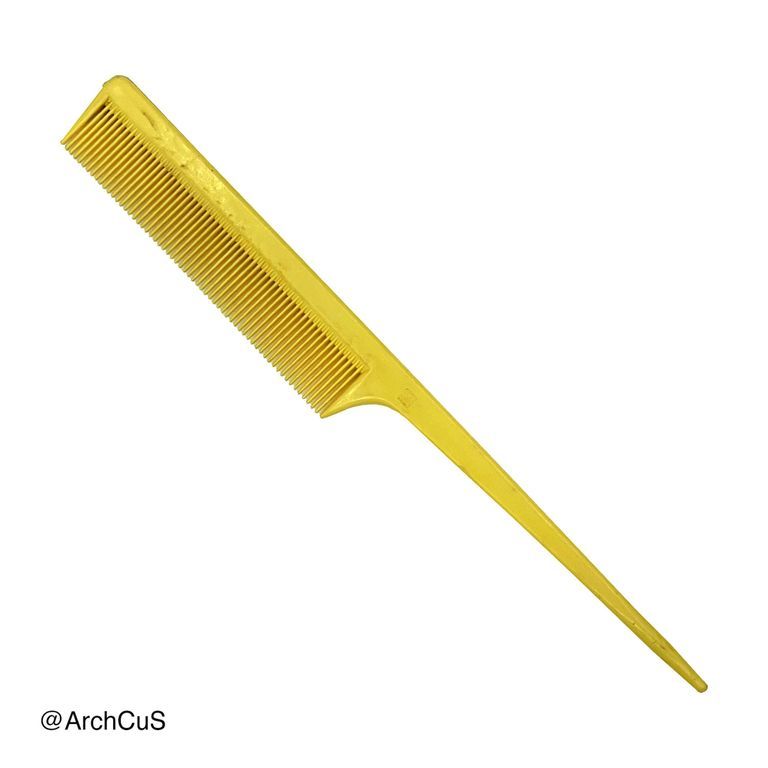 Plastic rat-tail comb, yellow