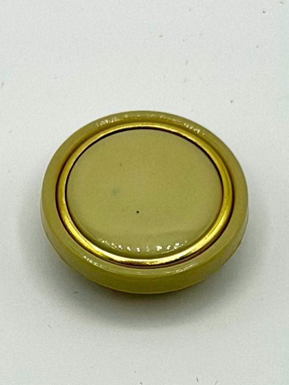 Set of Six Round Shank Buttons — Green with Gold-Tone Rim - Image 3