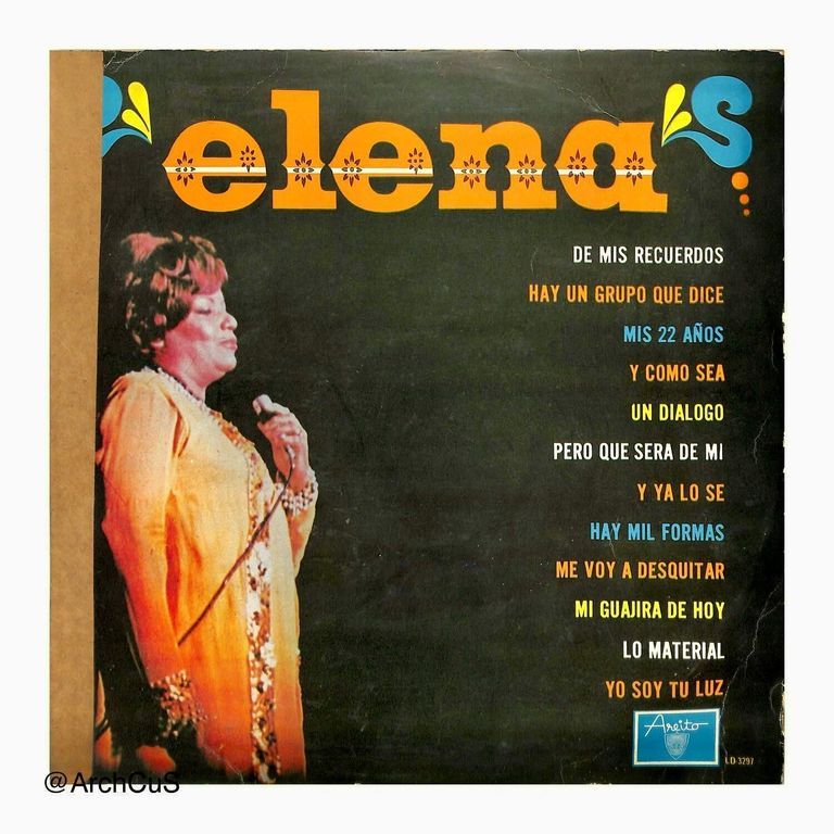 LP record album — Elena Burke, Elena (Areíto LD-3297), jacket and disc