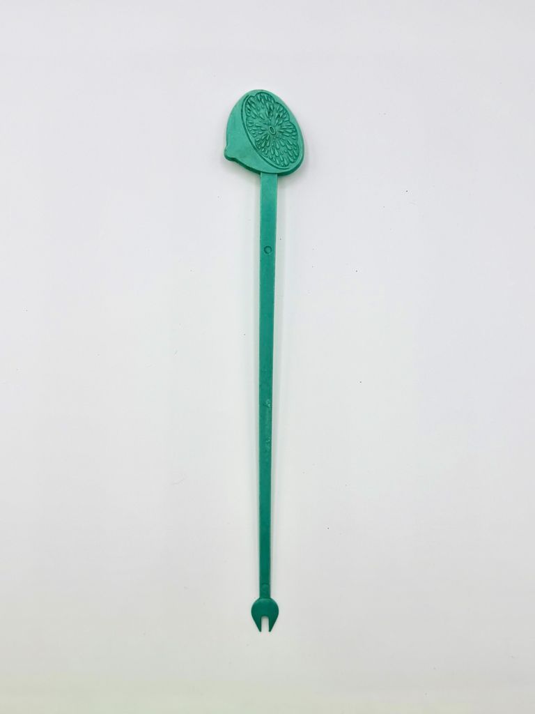 Drink stirrer with halved-citrus (lime) finial ("MADE IN CUBA — PAT. 5008")