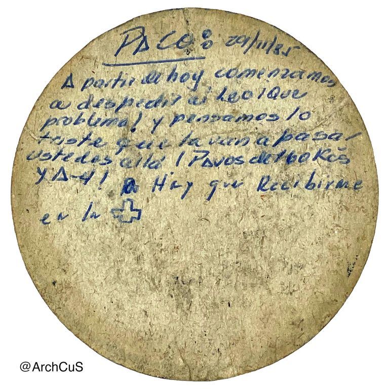 Tourism coaster, "Playas del Este de la Habana" (Cuba), with manuscript farewell note on reverse - Image 2