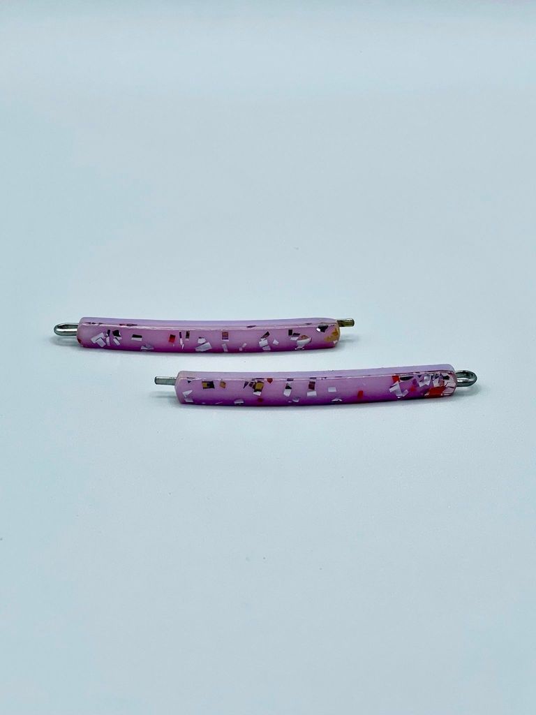 Confetti-lucite bobby pins, lilac ground