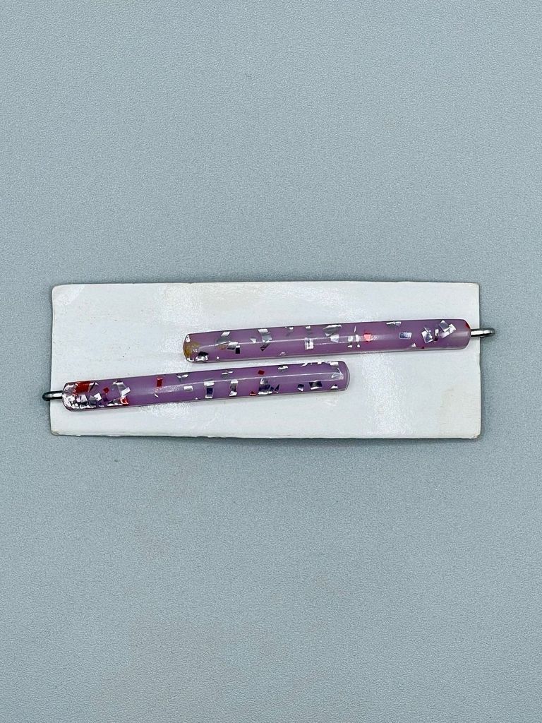 Confetti-lucite bobby pins, lilac ground - Image 2
