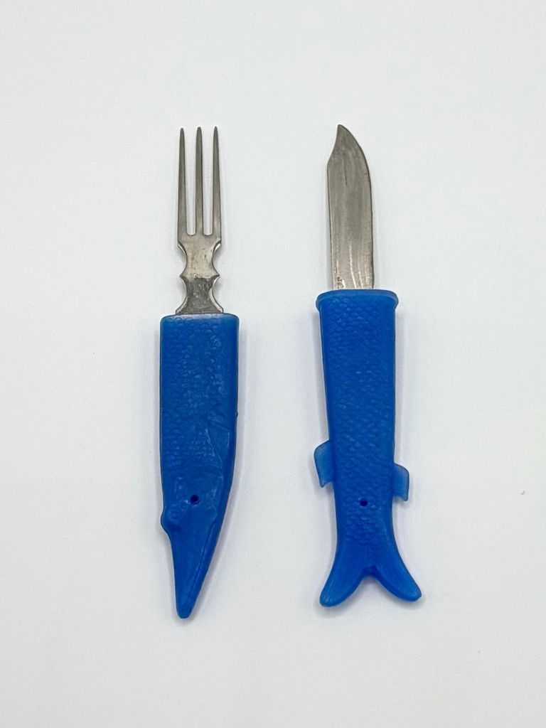 Fish-form (Pike / "Щука") nesting cutlery set (fork and knife)