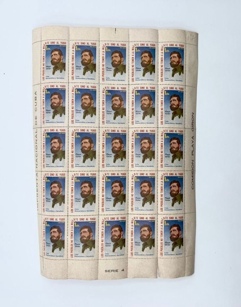Sheet of "Playa Girón" fundraising stamps (Fidel Castro), Imprenta Nacional de Cuba, Serie 4