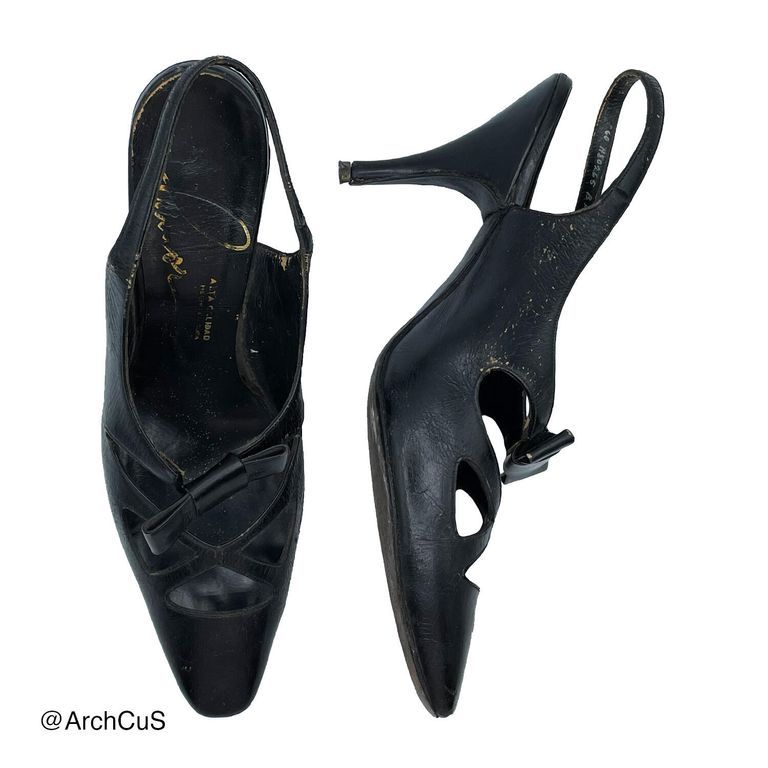 "Primor" slingback pumps, black leather (pair) - Image 2