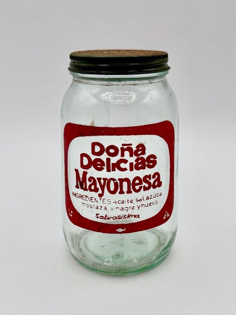 "Doña Delicias" mayonnaise (mayonesa), glass jar with lid
