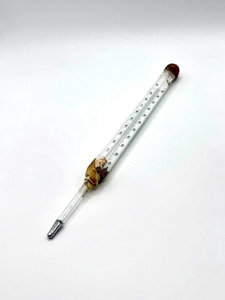 Glass alcoholometer, with paper case