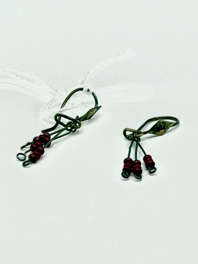 Pair of Handmade Wire-and-Bead Earrings