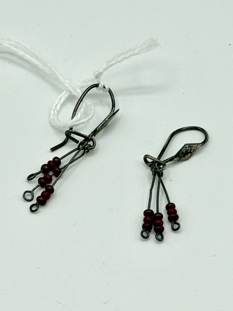 Pair of Handmade Wire-and-Bead Earrings - Image 2