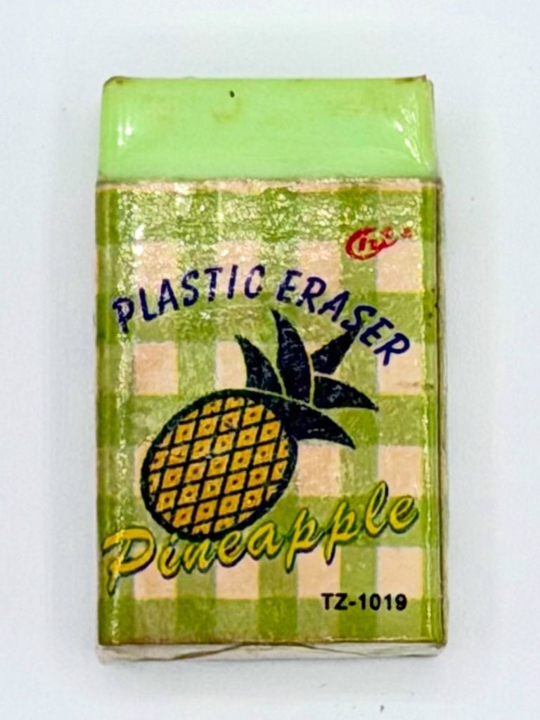 Plastic Eraser, "Pineapple" (TZ-1019), with Printed Paper Sleeve and Cellophane Wrapper