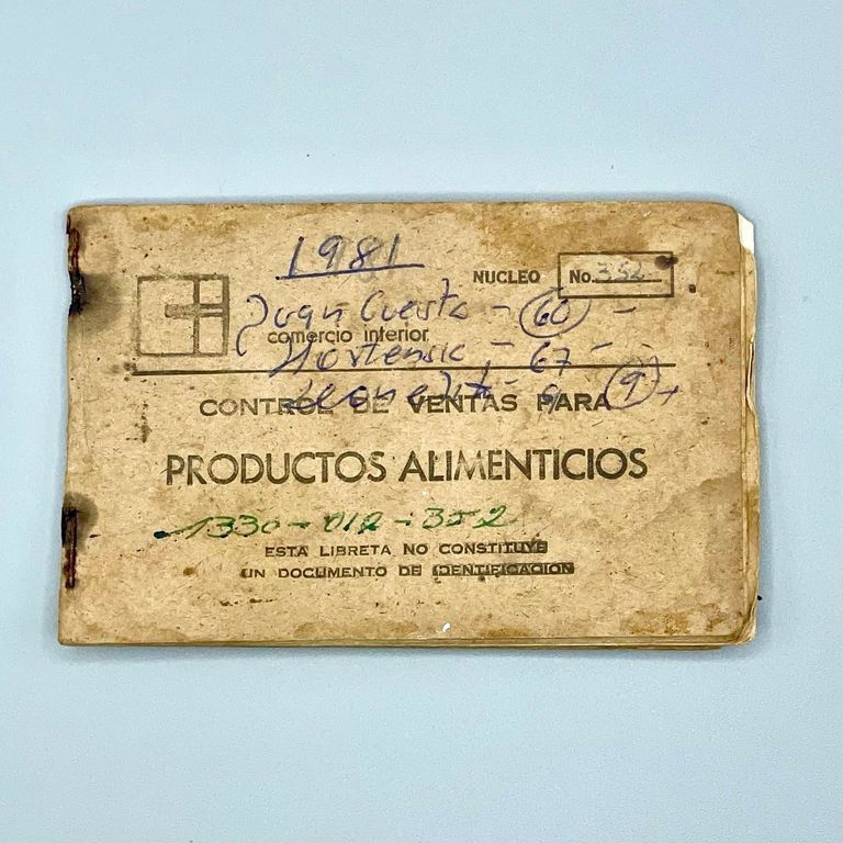 Ration book (libreta de abastecimiento) — "Control de Ventas para Productos Alimenticios," Comercio Interior
