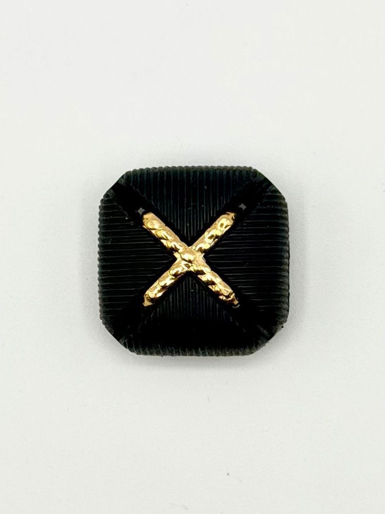 Set of twelve matching square buttons, black with golden "X" motif - Image 4