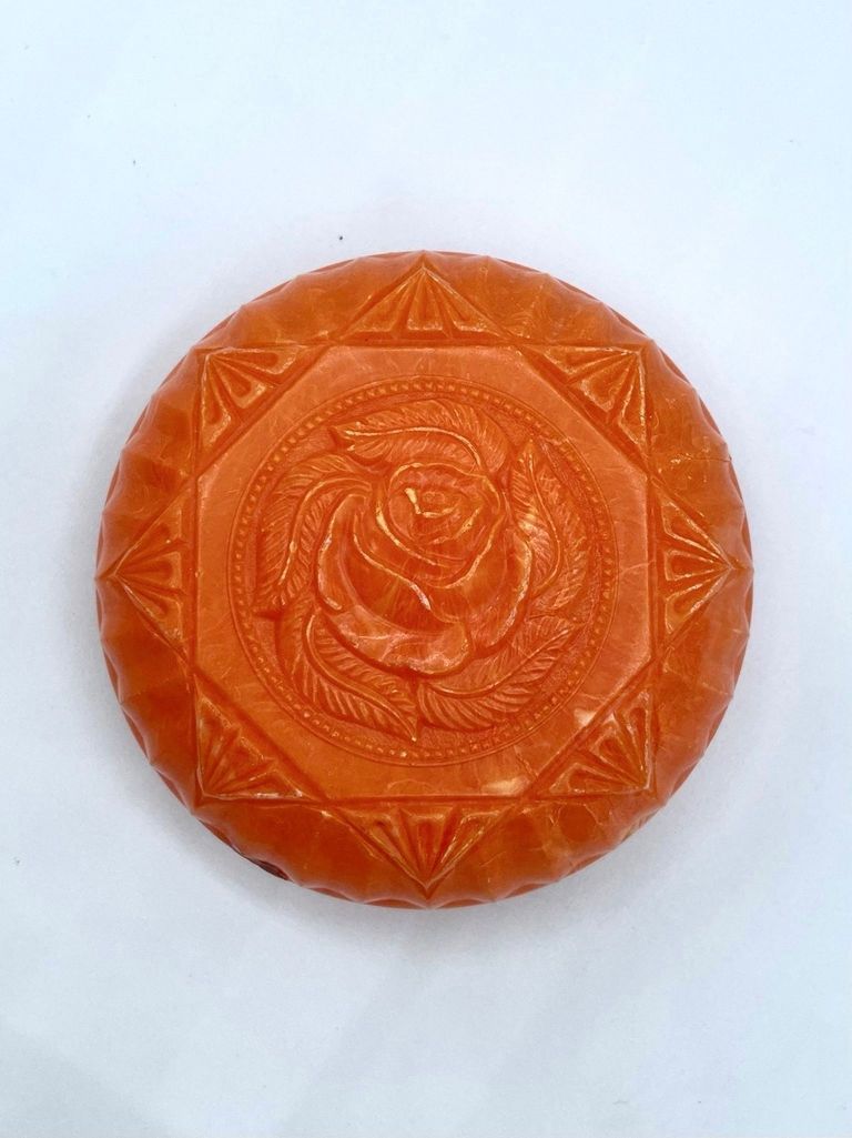 Decorative molded-plastic soap box — orange