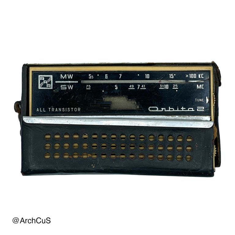 "Orbita 2" Pocket Transistor Radio (RRR, Riga) with Leatherette Case — Export Model