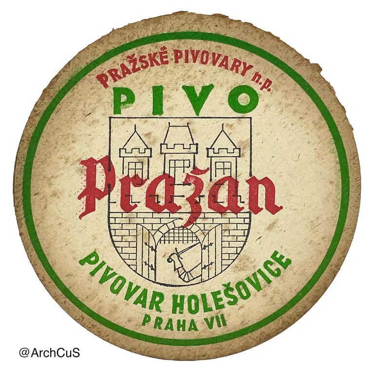 Beer Coaster — "Pražan," Pivovar Holešovice (Pražské pivovary n.p.), Prague VII