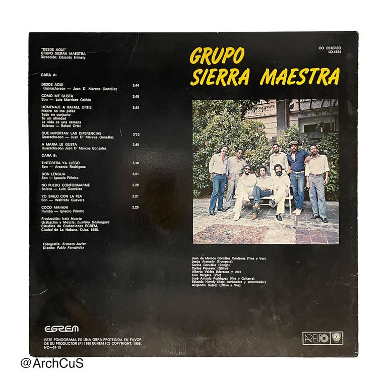 LP record album – "Desde aquí", Grupo Sierra Maestra - Image 2
