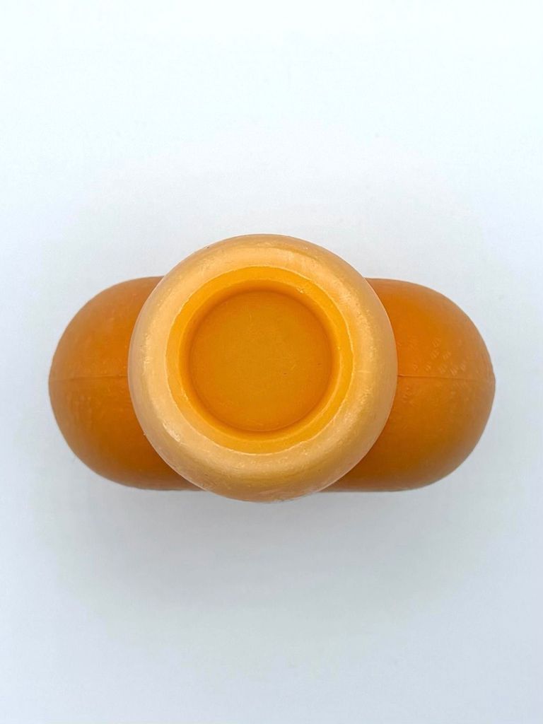 Child's school water bottle (cantimplora escolar), amber molded plastic with cup-cap - Image 2