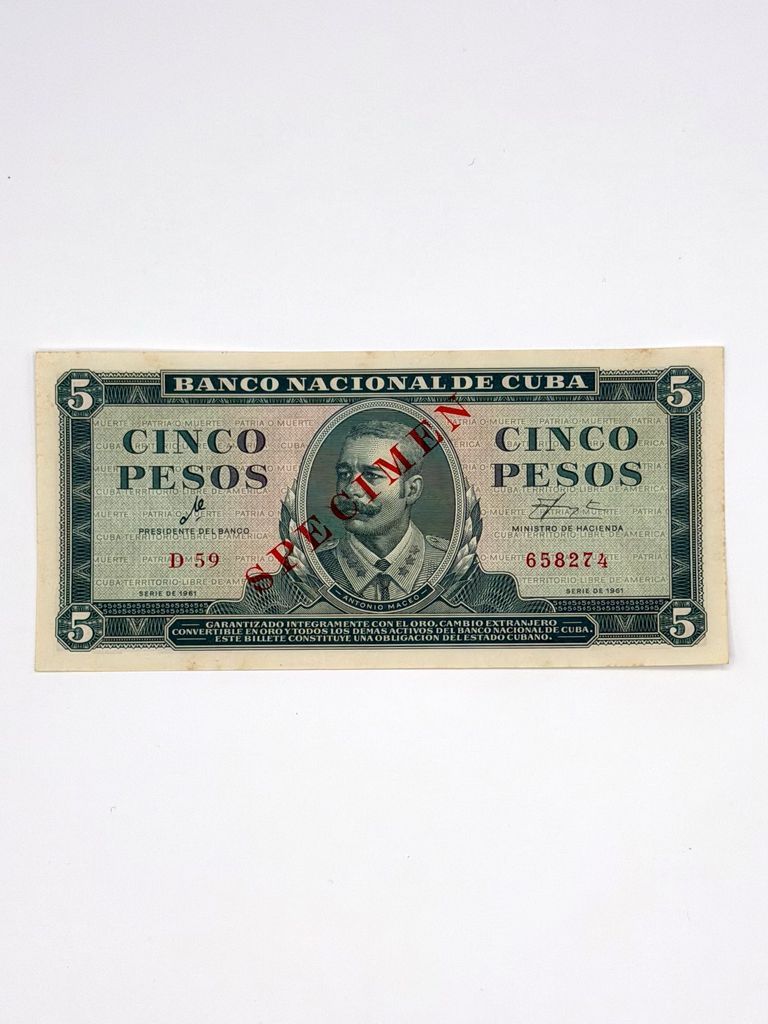 Banknote, 5 Pesos, Banco Nacional de Cuba, Series 1961 — SPECIMEN