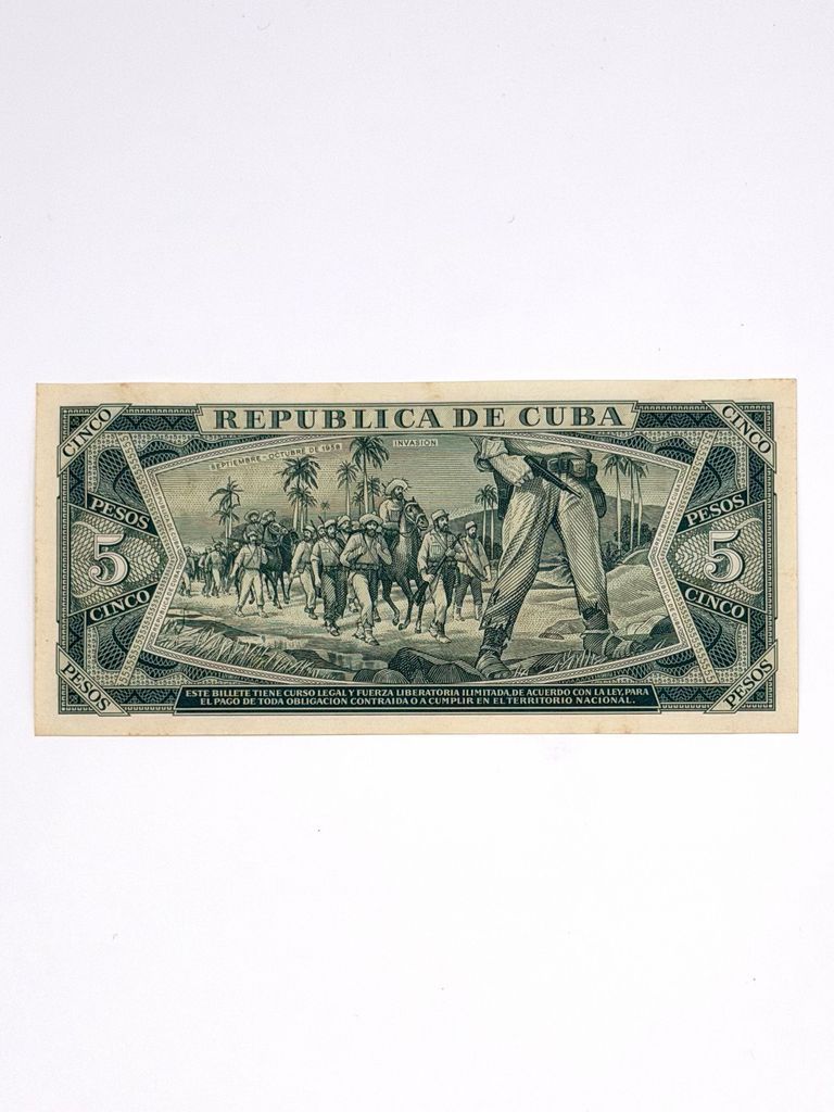Banknote, 5 Pesos, Banco Nacional de Cuba, Series 1961 — SPECIMEN - Image 2