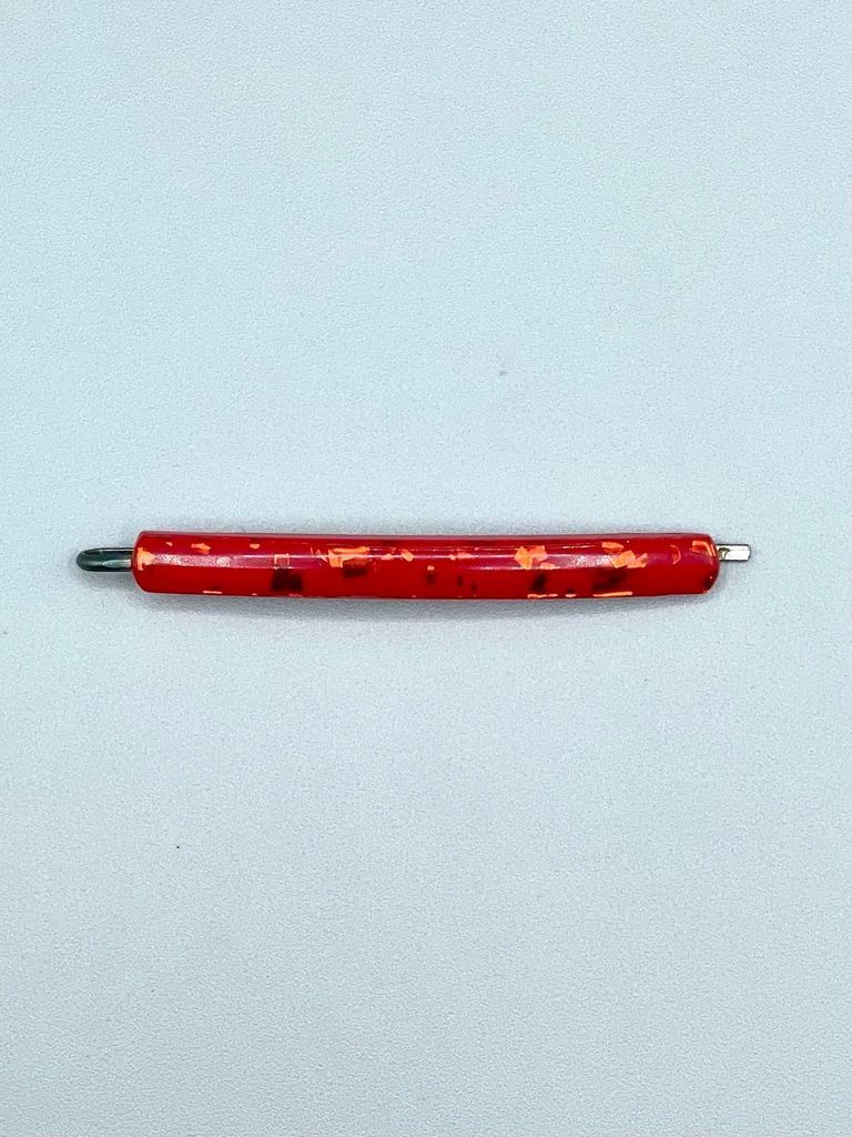 Confetti-lucite hair pins (red, pair)
