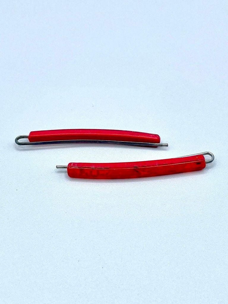 Confetti-lucite hair pins (red, pair) - Image 2