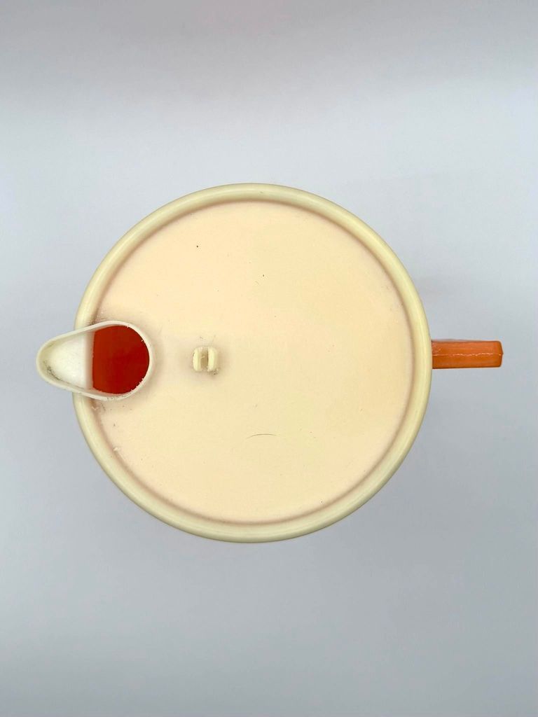 Lidded plastic pitcher, ribbed (orange with ivory lid) - Image 2