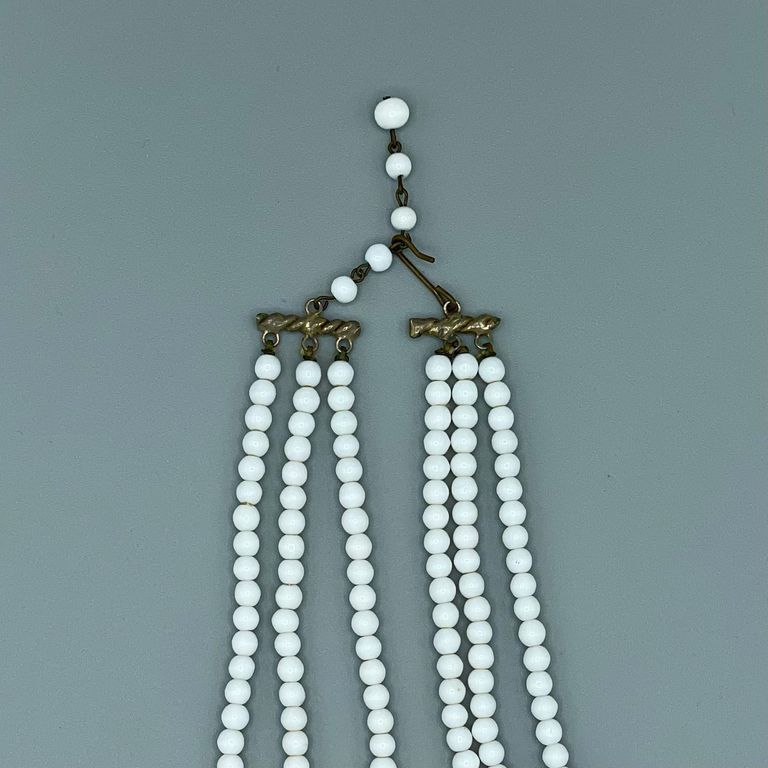 Czech White Glass-Bead Multi-Strand Bib Necklace - Image 4