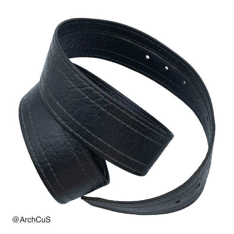 Black pebbled-grain leather belt strap (no buckle)