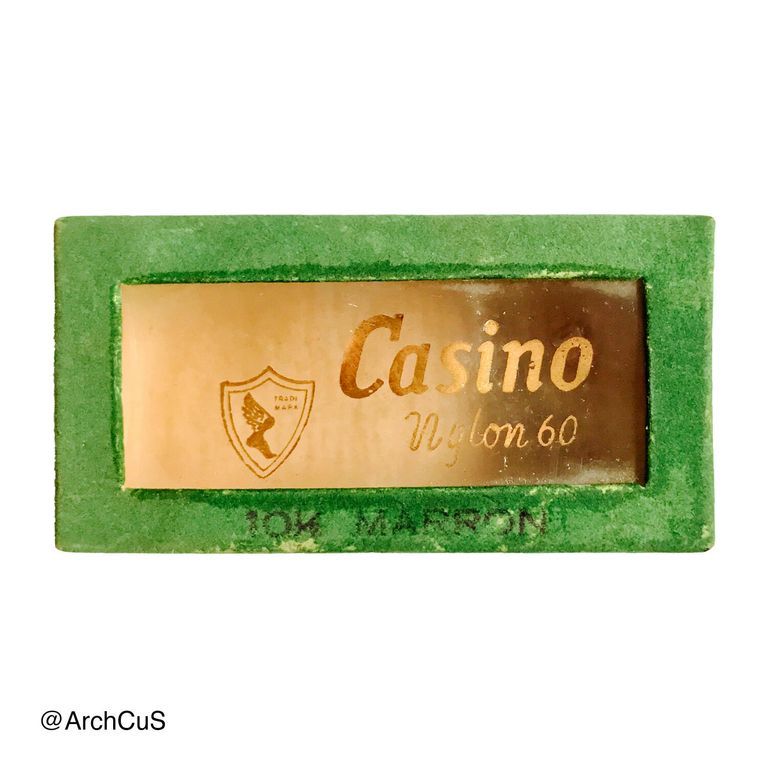 Box of "Casino" Nylon 60 socks (medias/calcetines), size 10½, brown – empty