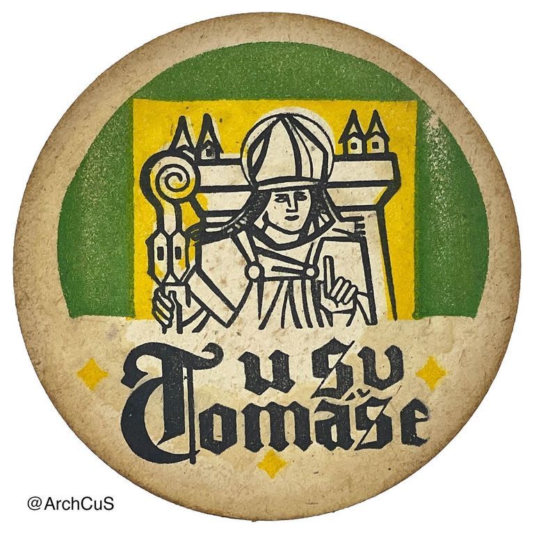 Beer Coaster, "U sv. Tomáše" (Prague), with Manuscript Spanish Inscriptions