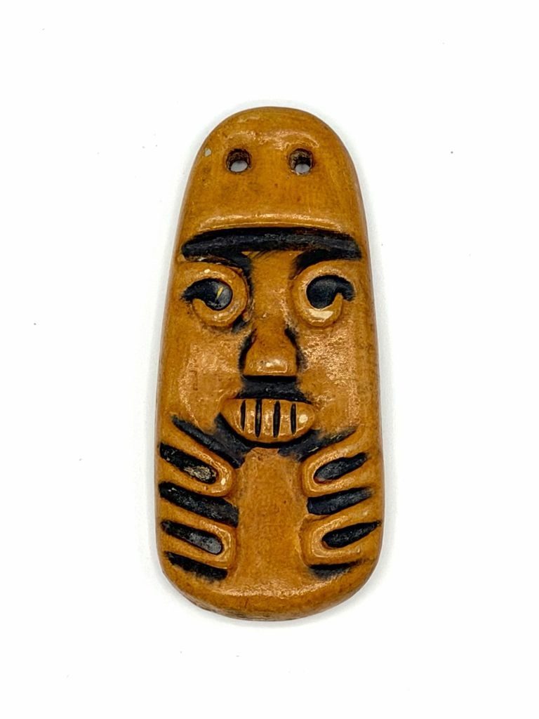 Clay Pendant with Stylized Anthropomorphic Face