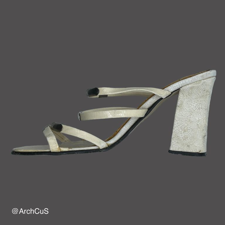 Cream strappy block-heel mules with metal trim - Image 2