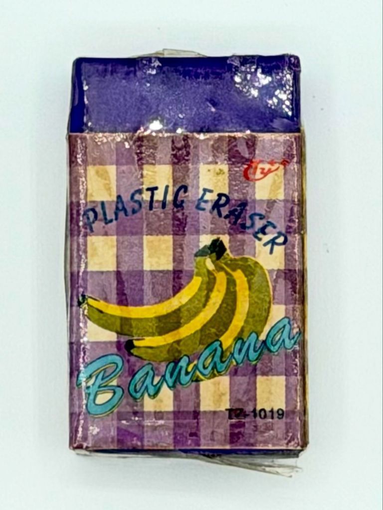 Plastic Scented Eraser, "Banana" (TZ-1019), with Printed Paper Sleeve and Cellophane Wrapper
