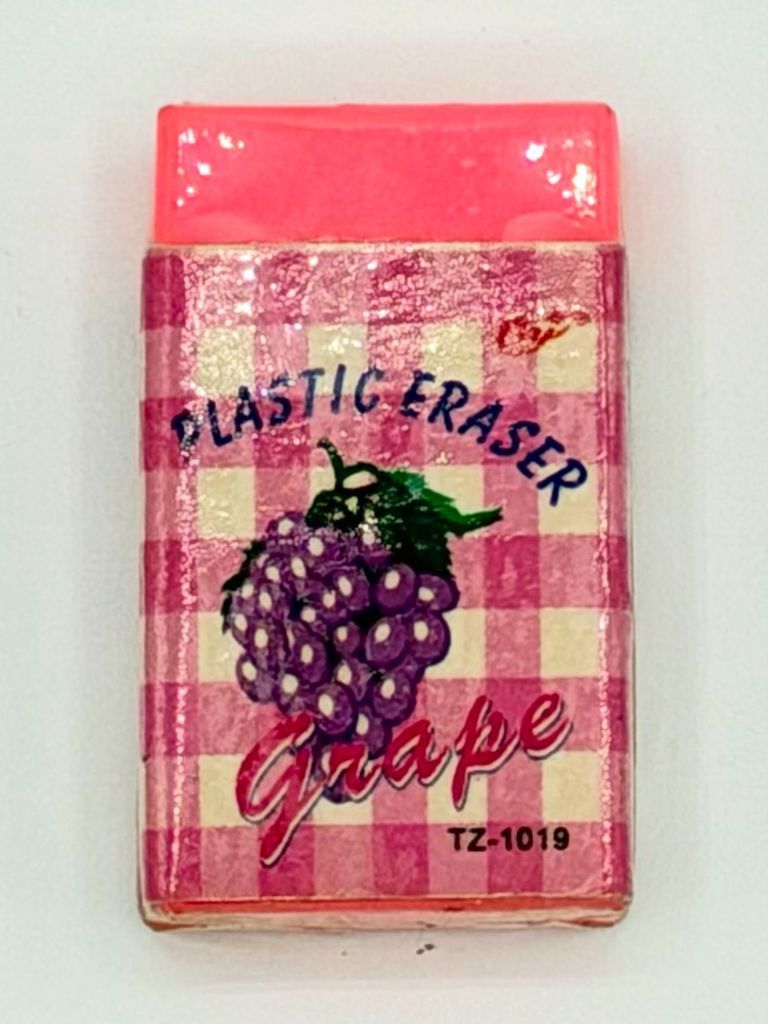 Plastic Scented Eraser, "Grape" (TZ-1019), with Printed Paper Sleeve and Cellophane Wrapper
