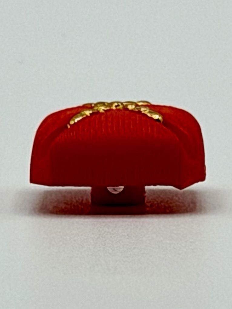 Set of six matching square buttons, red with golden "X" motif - Image 4