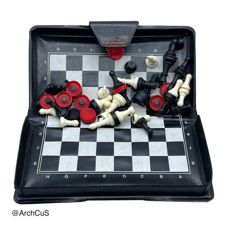"Magnetic Standing Chess & Checker Set" — Folding Travel Game in Vinyl Case - Image 2