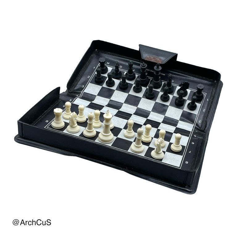 "Magnetic Standing Chess & Checker Set" — Folding Travel Game in Vinyl Case - Image 3