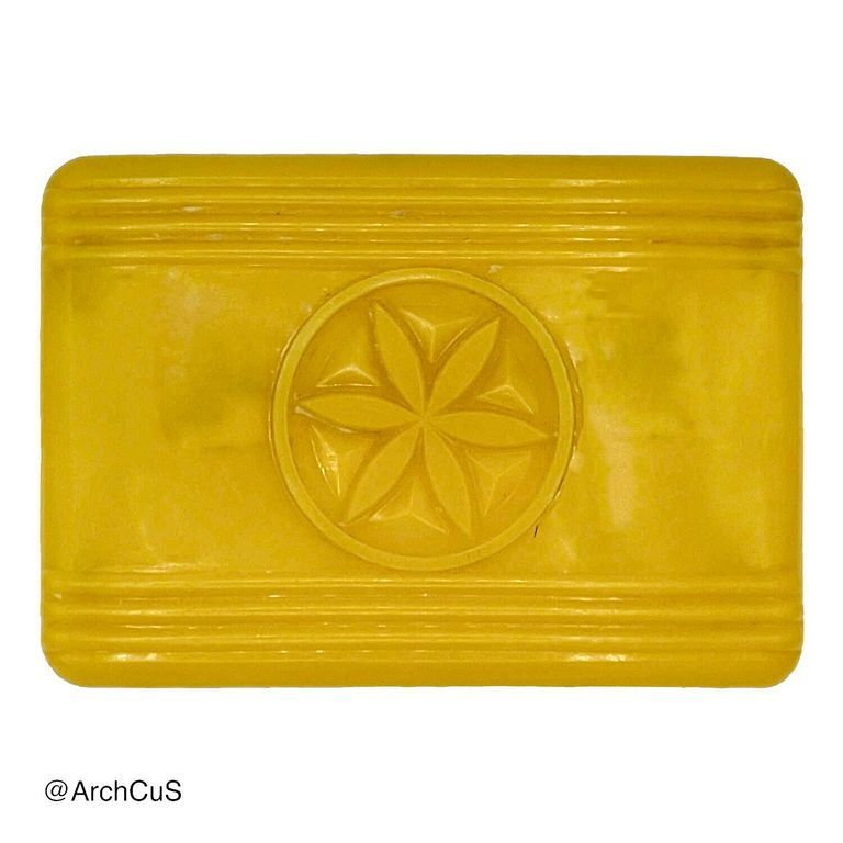 Molded-Plastic Two-Part Soap Box (Jabonera) with Rosette Motif – Yellow