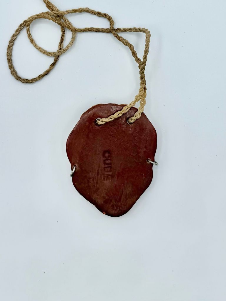 Ceramic face pendant, Afro-Cuban woman in a headscarf, on fiber cord - Image 2