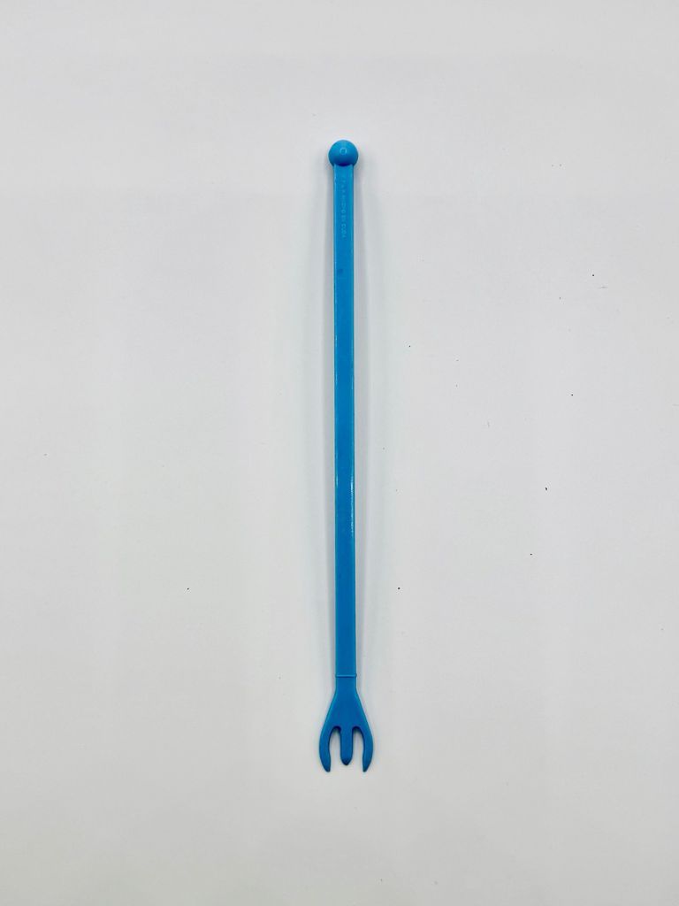 Drink stirrer (ball-and-trident) — blue