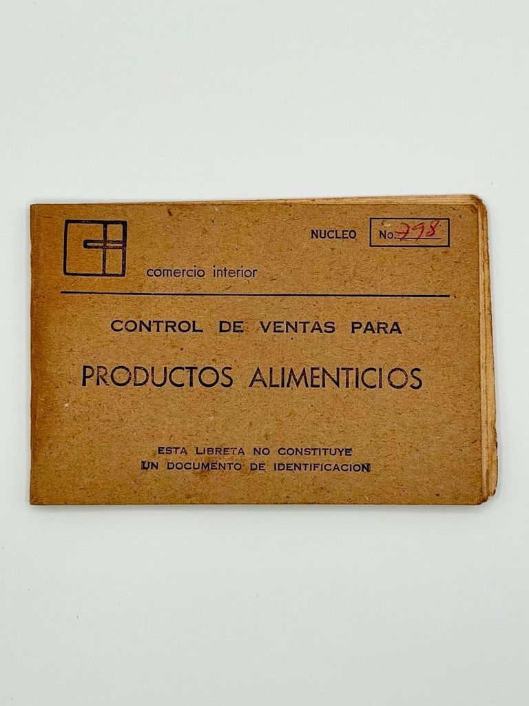 Cuban ration booklet — "Control de Ventas para Productos Alimenticios" (Comercio Interior), núcleo No. 798
