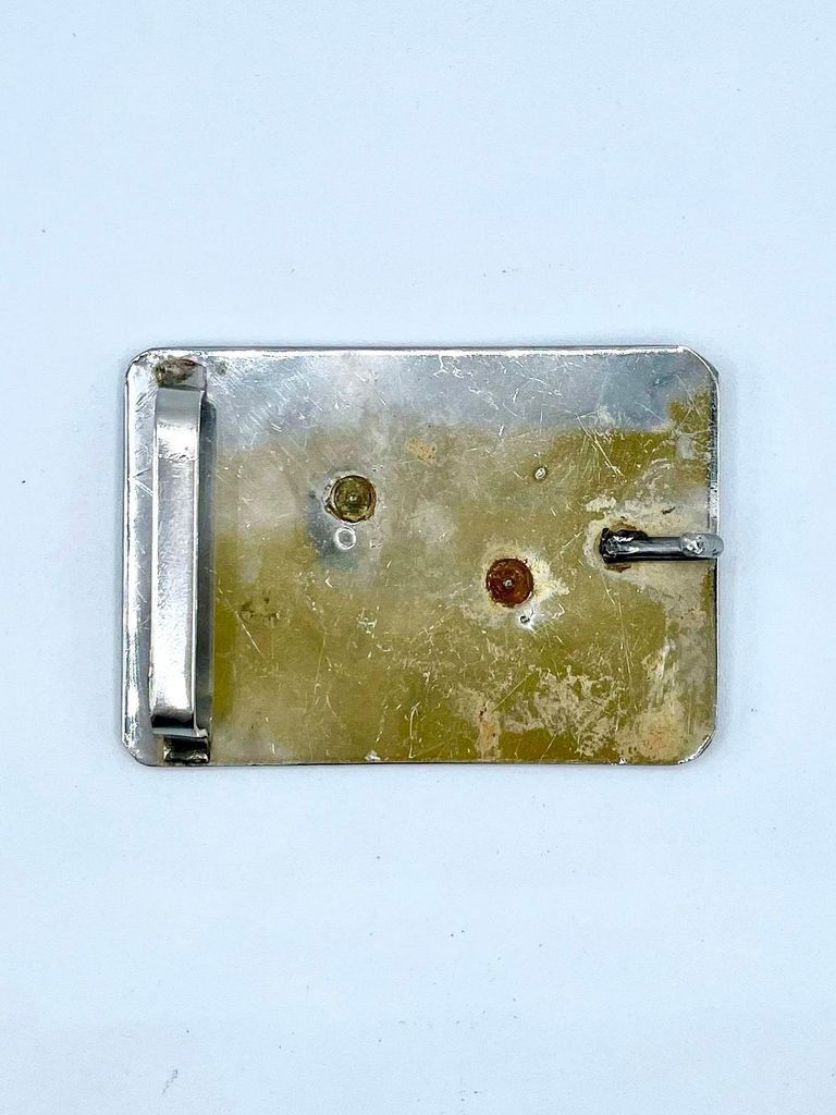 Belt buckle, artisanal, with bucking-bronco/rodeo rider appliqué - Image 2